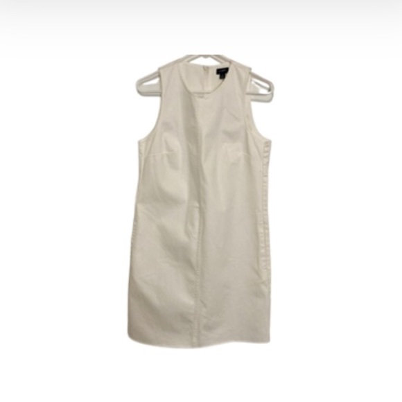 J. Crew Cream Sleeveless High Neck Denim Shift Dress - Size 4 - Picture 2 of 7